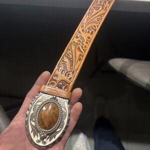 justin leather belt Cowhide  Vintage 28-30 Size